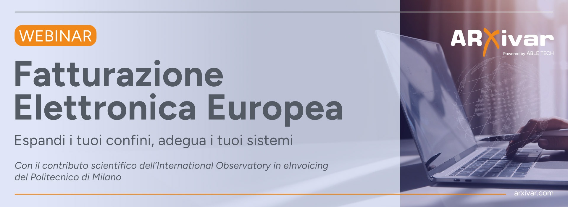 Webinar Fatturazione Elettronica Europea ARXivar Banner